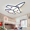 Plafondlampen creatieve vliegtuigen moderne led voor woonkamer kinderen kinderbed kantoor blauw goud afstandsbediening dimable