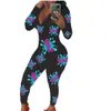 Kobiety Jumpsuits Rompers Wzór drukowany seksowne womans kombinezon jesienne ubranie 2022 Bodysuit Klub Klub kombinezonu długiego rękawu spodnie streetwearne s-xxl