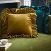 Yastık düz renkli Fransız retro yastık kılıfı ışık lüks kadife yumuşak oturma odası kanepe el yapımı fırfırlı