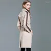 Gabardinas de mujer Otoño de alta moda marca mujer clásico doble pecho abrigo impermeable impermeable mujeres de negocios prendas de vestir exteriores 1085