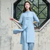 Abbigliamento etnico Donna Tai Chi Uniform Cotone lino Wushu di alta qualità Donna Adulti Tuta da meditazione per arti marziali