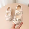 Sneakers Kids Fashion Pearl Bow Knot Pu Leather Princess Shoes For Girls Fj￤ril Baby 221018