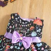 Vestidos de menina Mababy 1-7y Halloween Dress Dress Fantases infantil crianças Bow Pumpkin Princess Princesa para a festa D01