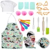 Bakeware Tools Children's Baking Set med förkläde Chef Hat 25st Mini Cooking Washable and Reusable Kit Dress Up Roll