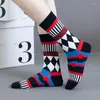 Men's Socks Geometric Function Pattern Colorful Funny Happy Cotton Women Middle Tube Crew For Men