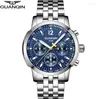 Montres-bracelets GUANQIN montre hommes Top affaires étanche horloge lumineuse Quartz cuir chronographe montres de Sport