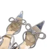 Sandálias de moda pvc bowtie verão transparente cristal perspex salto