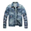 Modische Herrenjacke Frühling und Herbst Windjacke Denim bestickt geknöpft kann sportlich sein Größe M-4XL