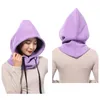 Berretti Cappello spesso invernale unisex Caldo protezione per il collo dell'orecchio Berretti Donna Uomo Colletto con cappuccio a 2 strati Cappucci con coulisse rimovibili