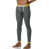 Roupa interior masculina térmica jockmail sexy longo johns calças masculinas algodão impresso bottoms de dormir leggings pant s 497