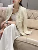 2023 여자 울 코트 트위드 슈트 디자이너 코트 여자 밀라노 패션쇼 디자이너 드레스 인과 긴 슬리브 재킷 세트 C10