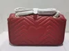 Realfine Bags 5A Quality 443497 Borsa a tracolla piccola in pelle matelasse Marmont rossa da 26 cm per donna con sacchetto per la polvere