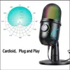 Микрофона дизайн USB Gaming PC Microphone для потоковых подкастов RGB Computer Condenser Desktop Mic Video 221022