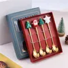 Christmas Decorations 4Pcs 2022 Coffee Spoons With Gift Box Teaspoons Dessert Stainless Steel Tableware Year 2023