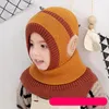 Caps Hats Winter Baby Knit Kids Beanie for Girl Boy Scarf with Cute Headset Pattern Warm Velvet Lining Cap 221020