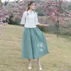 Etniska kläder traditionella kineser för kvinnor mode broderad kostym topp kjol 2 bit set