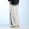 Pantalons pour hommes été Style chinois mince glace soie encre Patchwork Tai Chi jambe large rétro ample grande taille pantacourt hommes vêtements