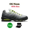 Outono 2024 95 Neon Running Shoes 95s Lions Triple Black Earth Denham Gery Navy Crimson Homens Mulheres Reflexivo Safari Sketch Tour Amarelo Koi com caixa Sapato esportivo