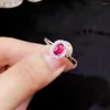 Pierścienie klastra Kjjeaxcmy butikowa biżuteria 925 Srebrny Inkrustowany Naturalny Ruby Ruby Pierścień Wspornikowy