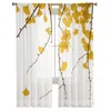 Cortina Ginkgo Leaf Cenário de outono Tulle cortinas de tule para sala de estar o quarto da cozinha Decoração de Organza