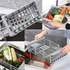 Other Kitchen Storage Organization Adjustable Dish Drainer Stainless Steel Sink Drain Rack Fruit Vegetable Tableware Stora 221028