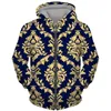 Men's Hoodies High Street Golden Pattern Retro Luxury Printed Zip Up Coat Unisex Hoodie Sweatshirt Harajuku Oversized Thin Jacket Men's