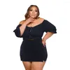 Tracksuits Plus Size Women Clothing Two Piece Set Off Axel Bandage Cutout Crop Top Sexig Skinny Slits Kort kjol kostym Casual Outfits 5xl