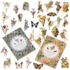 Opakowanie prezentów 90pcs Wróżki naklejki vintage Butterfly Flower Plant Scrapbooking Naklejka Przezroczyste botaniczne zapasy estetyczne dla DIY rzemiosło