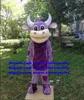 Purple Cow Bossy Cald Calf Mascot Costume Adult Cartoon Postacie strój garnitur ładny fajny firma zx2978