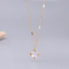 Hangende kettingen topkwaliteit mode shell vierkante ketting voor vrouwen titanium staal klassieke gouden kleur sieraden