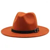 Boinas de moda homens homens largos abeto lã feltro jazz fedora chapéu panamá estilo cowboy festy party vestido formal chapéu de tamanho grande branco amarelo