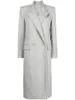 Kvinnors kostymer passar Coat Women Spring Fall Quality Grey Blazers Enkla dubbla knappar Pendlar Långt ytterkläder raka alla matchrockar