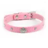 Hundhalsarrage Pet Accessories Crown Rhinestones Decor Pu Leather Handmade valpkatt för små medelstora stora hundar