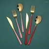 Dinnerware Sets 3Pcs/set Black Gold Cutlery Set 18/10 Stainless Steel Silverware Flatware Dinner Knife Fork Spoon Drop