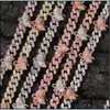 Chains Mini Butterfly Chain With 4Butterflies Pink 9Mm Cuban Choker Cz Punk Miami Link Hip Hop Jewelry 14-20Inch Drop Delivery 2021 Dhih9
