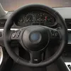 Stuurwielafdekkingen Zwarte echt lederen suede diy handgestikte autoverekking voor M Sport E46 330i 330CI E39 540I 525I 530I M3