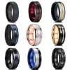 Fashion 8MM Tungsten Carbide Ring Black Celtic Dragon Blue carbon fibre Ring Men Wedding Band