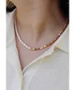 Choker Timeless Wonder Natural Pearl Geo Charms Chains Necklaces for Women Jewelry Goth KpopネックレスEgirl Boho Japan Top 4514