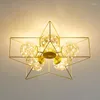 Plafondlampen Noordse LED Kinderen Room Gypsophila Glass Ball Lamp Golden Copper Vijfpuntige ster Kroonluchter Decor voor kinderkamer Slaapkamer