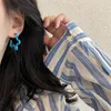 Hoop Earrings Fashion Colorful Hollow Flower Metal Spray Blue Paint Asymmetrical Color Simple For Women Jewelry Gifts