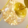 Światła sufitowe Nordic LED Pokój dla dzieci Gypsophila szklana lampa kulkowa Złota miedziana pięciopunktowa gwiazda żyrandola wystroju do sypialni przedszkola