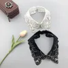 Bow Ties Elegant Lapel Necklace Fake Collar For Women Fuax Clos Tie Shirt Detachable Embroidered False Clothes Accessory