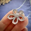 Pendant Necklaces Fashion Necklace Retro Exquisite Personality Creative With Five Petals Full Of Diamonds Hollow Flowers Simple Jewelry