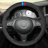 Stuurwielafdekkingen Zwarte echt lederen suede diy handgestikte autoverekking voor M Sport E46 330i 330CI E39 540I 525I 530I M3