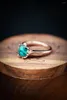 Bröllopsringar Vintage Fashion Rose Gold Color Square Turquoise Elegant Metal Hollow White Zircon Engagement for Women