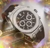 Top Brand Mens Stopwatch Watches 42mm Sub Dials Die Rubber Belt Quartz Calendar All Crime Scanning Tick Elegant Super Nice Wristwatches Clock Relogio Masculino