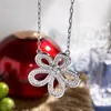 Pendant Necklaces Fashion Necklace Retro Exquisite Personality Creative With Five Petals Full Of Diamonds Hollow Flowers Simple Jewelry