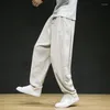 Calça masculina estilo chinês verão linho de algodão fino casual solto plus size heter reta roupas tai chi calças masculino