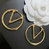 luxury earrings Fashion Womens Big Circle Simple Earring 18K Gold Plated Jewelry Designer earing Letter Stud Whole love for gi277t