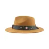 Berretti Cappelli per donna Uomo Fedora a tesa larga Cintura solida Cowboy occidentale Cowgirl Panama Cappellini jazz Maschile Chapeau Femme